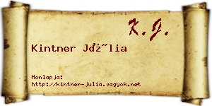 Kintner Júlia névjegykártya